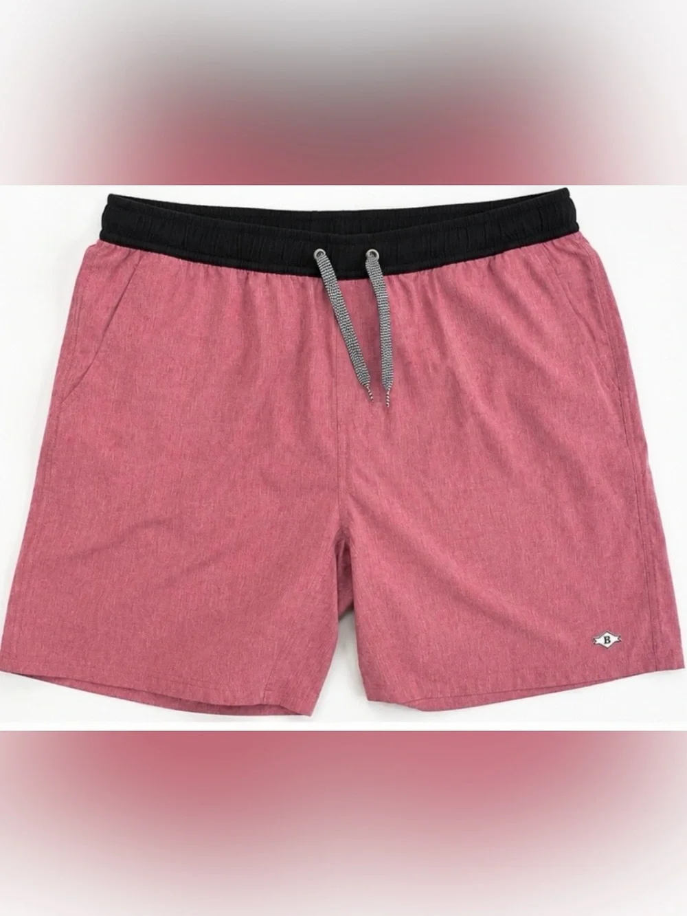 BURLEBO Men's Brick Red Athletic Shorts with Black Waistband